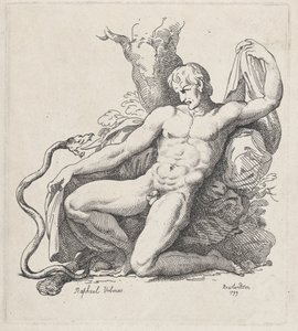 Wąż atakujący nagiego mężczyznę, 1799., 1799. autorstwa Thomas Rowlandson