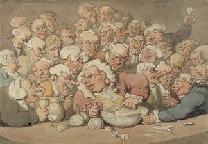 Serving Punch, ok. 1815-20 (pióro i atrament oraz akwarela na ołówku na papierze) autorstwa Thomas Rowlandson