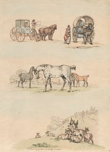 Zestaw szesnastu: zarysy postaci i krajobrazy autorstwa Thomas Rowlandson