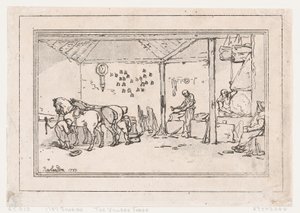 Podkuwanie: Wiejska Kuźnia Kuźnia Kuźni, 1787., 1787. autorstwa Thomas Rowlandson