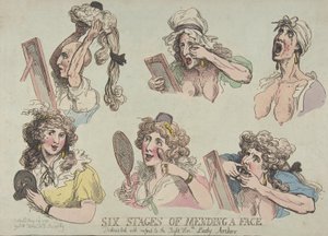 Sześć etapów naprawy twarzy, poświęconych w odniesieniu do Prawego Hon-ble. Lady Ar..., 29 maja 1792. autorstwa Thomas Rowlandson