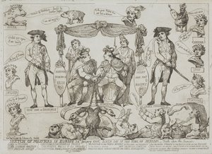 Zarys sytuacji politycznej w Europie, 24 stycznia 1786 r. – urodziny króla Prus autorstwa Thomas Rowlandson
