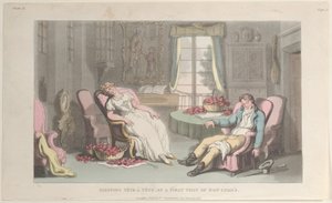 Śpiące Tête à Tête, podczas pierwszej wizyty Don Luigiego, z Neapolu i Kampanii..., 1 czerwca 1815. autorstwa Thomas Rowlandson