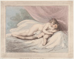 Śpiąca Wenus przytulająca dziecko, 1 stycznia 1799., 1 stycznia 1799. autorstwa Thomas Rowlandson