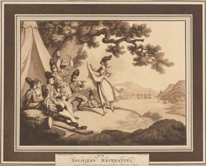 ?Żołnierze odtwarzający?, c.1798 autorstwa Thomas Rowlandson