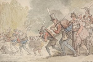 Żołnierze w marszu autorstwa Thomas Rowlandson