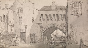 Southampton, „Watergate” i „Globe Inn” autorstwa Thomas Rowlandson