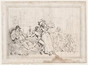Sala sportowców, czyli odpoczywający myśliwi na lisy autorstwa Thomas Rowlandson