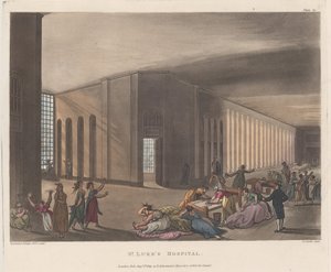 Szpital św. Łukasza dla obłąkanych, z "Mikrokosmosu Londynu" Ackermanna autorstwa Thomas Rowlandson