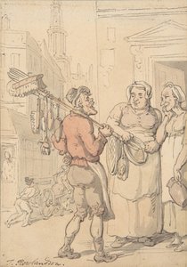 Scena uliczna: Sprzedawca pędzli, 1780-1827. autorstwa Thomas Rowlandson