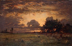 Zachód słońca nad równiną Barbizon,