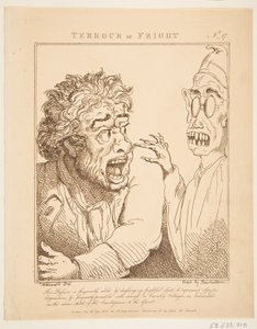 Terror lub strach Le Brun Travested, czyli karykatury namiętności, 21 stycznia 1800 r. autorstwa Thomas Rowlandson