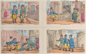 Polowanie na komornika: z winy, druga ucieczka, podwójna i przysiada oraz napad, 1809., 1809. autorstwa Thomas Rowlandson