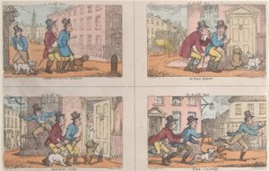 Polowanie na komornika: wychodzenie rano, w pełnym zapachu, przełamywanie osłony i pościg..., 1809. autorstwa Thomas Rowlandson