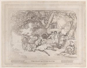 Koń powozowy z „Życia konia wyścigowego” lub „Szlachetny wyścigowiec”, 20 lipca..., 20 lipca 1789 autorstwa Thomas Rowlandson
