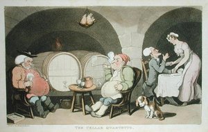 The Cellar Quartetto, z „The Tour of Dr Syntax in search of the Picturesque”, William Combe, opublikowany w 1812 r. (akwatinta) autorstwa Thomas Rowlandson