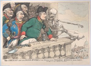 Korsykanin i jego ogary przy oknie Thuilleries patrząc na P..., 16 kwietnia 1815. autorstwa Thomas Rowlandson