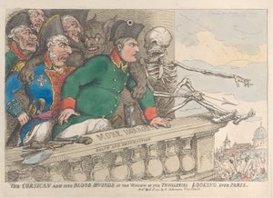 Korsykanin i jego ogary przy oknie Thuilleries patrząc na P..., 16 kwietnia 1815. autorstwa Thomas Rowlandson