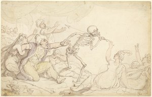 Taniec śmierci: Nabob schwytany w swoim haremie autorstwa Thomas Rowlandson
