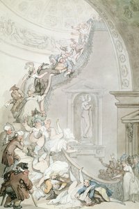 Wystawa „Stare Case”, Somerset House, ok. 1800 (akwarela z szaro-brązowym rozmyciem na papierze) autorstwa Thomas Rowlandson