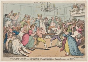 The Gig Shop lub Kicking Up a Breeze w Nell Hammiltons Hop, 16 lutego 1811., 16 lutego 1811. autorstwa Thomas Rowlandson