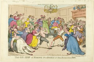 Sklep koncertowy lub Kopanie bryzy w Nell Hammiltons Hop autorstwa Thomas Rowlandson