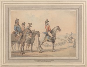 Strażnicy w marszu na kampanię księcia Yorku we Francji autorstwa Thomas Rowlandson