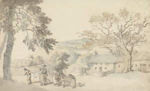 The Harvesters (pióro i atrament i w/c na ołówku na papierze) autorstwa Thomas Rowlandson