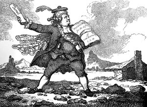 Dziennikarz z widokiem na Auchinleck czyli krainę kamieni, ok. 1786. autorstwa Thomas Rowlandson