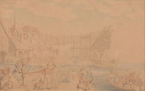 Wodowanie statku autorstwa Thomas Rowlandson