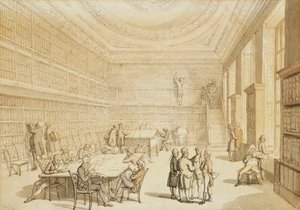 Biblioteka Instytucji Królewskiej, ul. Albemarle, autorstwa Thomas Rowlandson