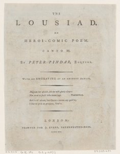 Lousiad autorstwa Petera Pindara, Frontispiece, 1787., 1787. autorstwa Thomas Rowlandson