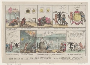 Miłość lisa i borsuka, czyli wesele koalicji. , 7 stycznia 1784., 7 stycznia 1784. autorstwa Thomas Rowlandson