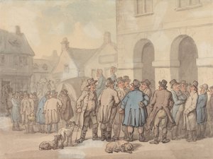 Rynek w Brackley, hrabstwo Northamptonshire autorstwa Thomas Rowlandson