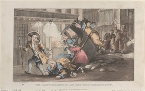 Zerwanie partii i zerwanie Quae Genus, z Historii Jana..., 1 grudnia 1821 r. autorstwa Thomas Rowlandson