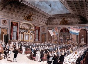 Kolacja Patriotyczna w City of London Tavern, autorstwa Thomas Rowlandson