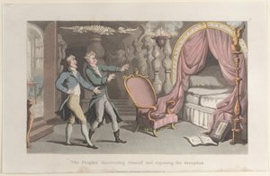 Prorok odkrywający siebie i demaskujący oszustwo, z Journal of Sentimental T..., 1821. autorstwa Thomas Rowlandson