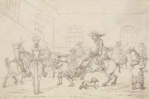 Szkoła Jazdy (pióro i atrament na papierze) autorstwa Thomas Rowlandson