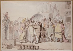 Sprzedaż angielskich piękności w Indiach Wschodnich, ok. 1810 r autorstwa Thomas Rowlandson