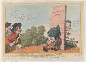 The Scotch Ostrich Seeking Cover, 8 lipca 1805 r., 8 lipca 1805 r. autorstwa Thomas Rowlandson