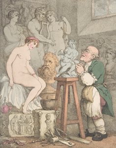 Rzeźbiarz [Przygotowania do Akademii, stary Joseph Nollekens i jego Wenus], ok. 201 1800., ca. 1800 autorstwa Thomas Rowlandson