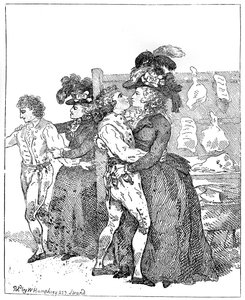 Dwie księżne patriotyczne na swoich płótnach proszą o łaskę wczesnego sondażu, 1784. autorstwa Thomas Rowlandson