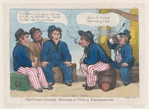 Błąd żeglarza Welcha, czyli Tars w rozmowie, 30 czerwca 1808 r., 30 czerwca 1808 r. autorstwa Thomas Rowlandson