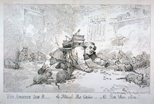 - Apostata Jack R - polityczny łapacz szczurów - NB. Szczury wzięte żywcem!”, 1784. autorstwa Thomas Rowlandson