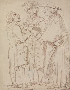 Trzy pełnometrażowe postacie mówiących mężczyzn autorstwa Thomas Rowlandson