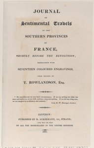Strona tytułowa, z Journal of Sentimental Travels in the Southern Provinces of France, Shor..., 1821. autorstwa Thomas Rowlandson