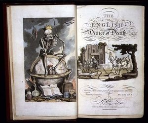 Strona tytułowa z „Angielskiego tańca śmierci”, wyd. przez R. Ackermanna autorstwa Thomas Rowlandson