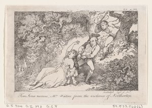 Tom Jones ratuje panią Waters przed przemocą Northerton, z Historii Toma Jona..., 1792. autorstwa Thomas Rowlandson