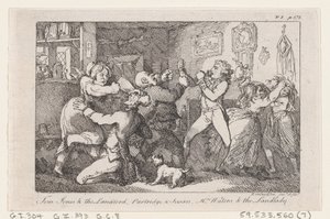 Tom Jones & the Landlord, Partridge & Susan, Mrs Waters & the Landlady, z Historii ..., 1792. autorstwa Thomas Rowlandson