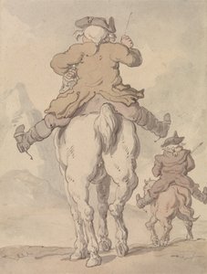 Dwóch mężczyzn na koniach widzianych od tyłu autorstwa Thomas Rowlandson